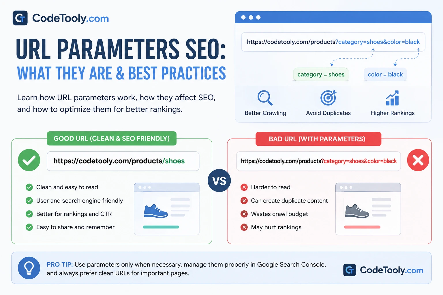 URL parameters SEO example query string structure tracking filtering
